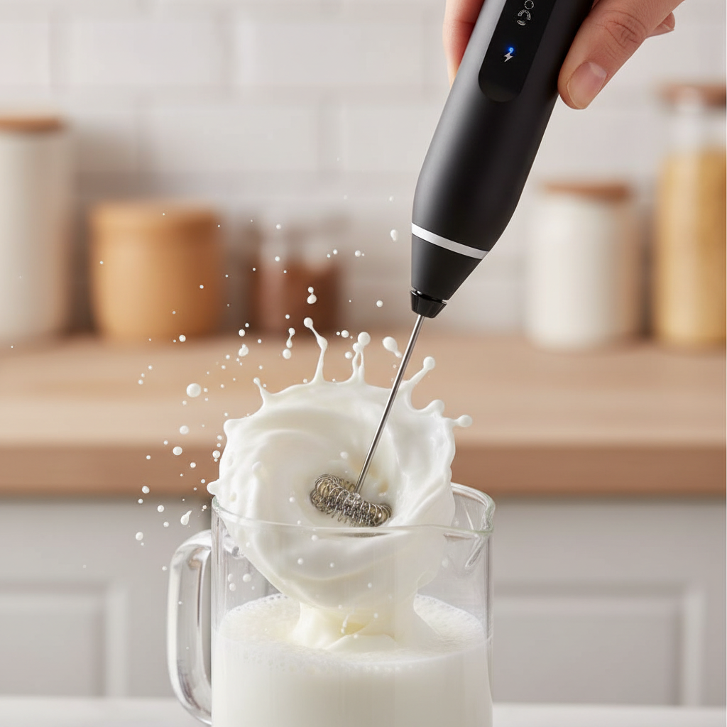 Mousseur électrique créant de la mousse